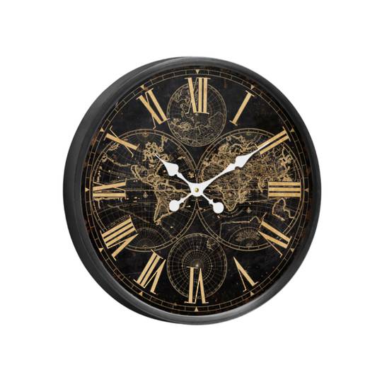 Iron Wall Clock Black & Gold 60cm